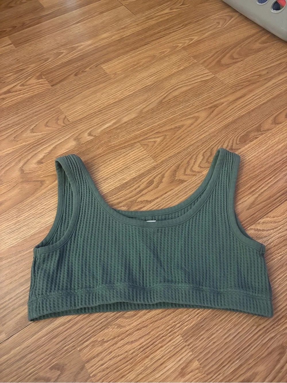 Old Navy Sage Green Waffle Knit Button Front Bralette Size Large